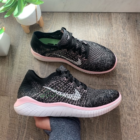 Nike Free RN Flyknit Black/Pink Foam - Picture 9 of 10